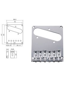 Boston brug-staartstuk, Teaser, block saddles, flat plate, chroom