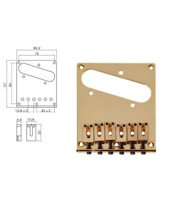 Boston brug-staartstuk, Teaser, block saddles, flat plate, goud