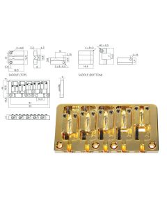 Boston brug-staartstuk, WMI-model, goud, 5-string, pitch 16,5mm