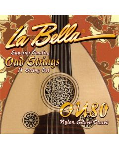 La Bella World Folk snarenset oud, clear nylon, silverplated wound, 022-022 028-028 025W-025W 030W-030W 034W-034W 042