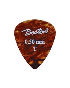 Boston 0.50 mm. plectrums, celluloid, tortoise, thin, standaard druppel model, 24-pack