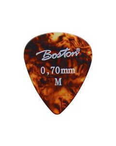 Boston 0.70 mm. plectrums, celluloid, tortoise, medium, standaard druppel model, 24-pack