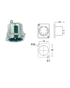 Neutrik xlr chassis connector, male, 5-polig, d behuizing