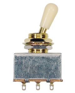 Boston toggle switch 3-way, block shape, ivory knob, gold