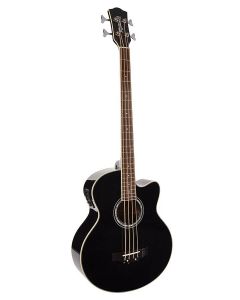 Richwood akoestische basgitaar, cutaway, zwart, 4-band EQ, die cast mechanieken