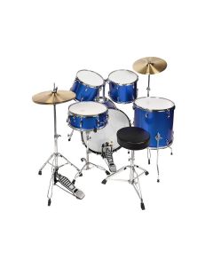 Hayman Pro Series 5-delig drumstel, dubbelbenige statieven, drumkruk en bekkens inbegrepen, metallic blauw