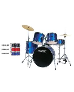 Hayman Pro Series 5-delig drumstel, dubbelbenige statieven, drumkruk en bekkens inbegrepen, metallic blauw