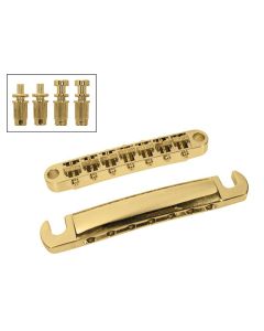 Boston brug and tailpiece set, 7-snarig, radius 16, stringspacing 62,6mm, verguld