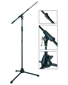 Boston Stage Pro Series microfoonstatief, met uitschuifbare hengel,  zwart, max hoogte 165cm