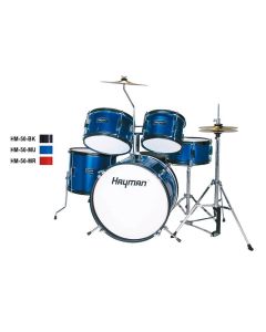 Hayman Junior Series 5-delig drumstel, drum kruk, hihat en bekkens inbegrepen, zwart