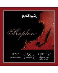 D'Addario Kaplan cello snaar D-2, nickel wound on solid steel core