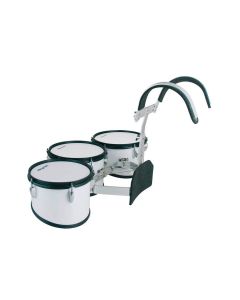 Hayman multi timp tom (trio), 10 inch  11 inch  12 inch, wit, met aluminium harnas