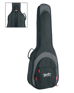 Boston Super Packer gigbag voor akoestische basgitaar, 25 mm. voering, diverse accessoiresvakken, zwart en grijs