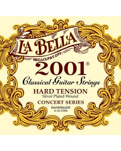 La Bella 2001 Series snarenset klassiek, professional, hard tension, clear nylon trebles, silverplated basses