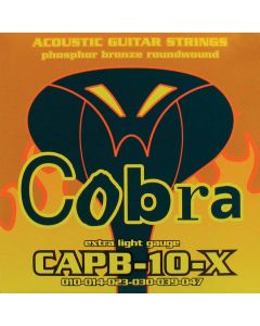 Cobra snarenset akoestische gitaar, phosphor bronze wound, extra light: .010-.014-.023-.030-.039-.047