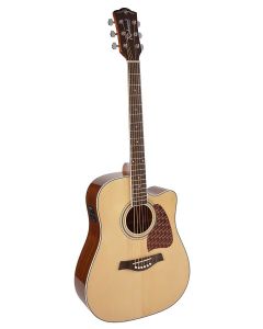 Richwood Artist Series akoestische gitaar, dreadnought, cutaway, massief bovenblad, naturel, Fishman EQ en tuner