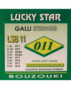 Galli Lucky Star snarenset bouzouki, phosphor bronze, 011-011-014-014-023-011-030-014