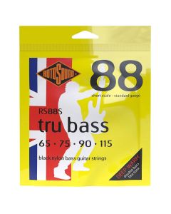 Rotosound Tru Bass 88 snarenset basgitaar, black nylon flatwound, 65-115, standard gauge, short scale