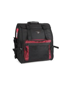 CNB accordeon trolley tas, zwart-rood, met wielen, 40h x 36b x 22d, accesoire vakje, voor 48 bassen