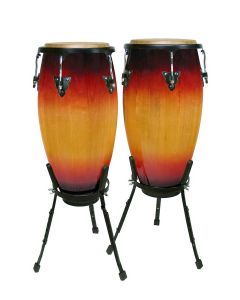 Hayman conga set, 10" en", hardhout, sunburst, met korf model standaard