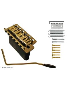 Wilkinson tremolo, pitch 10,8mm, with screws, zinc block, gold