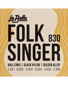 La Bella Folk Singer snarenset klassiek, folk singer ball ends, black nylon trebles, silverplated basses