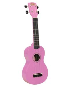 Korala sopraan ukelele, hout, met gitaarmechanieken, incl. tas, roze