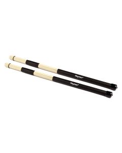 Hayman drumrods, bamboe, zwart handvat, 19 staven, rubber ring, lengte 400 mm, diameter bol 15 mm.