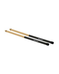 Hayman drumrods, bamboe, zwart handvat, 12 staven, sterke kern, lengte 400 mm, diameter bol 15 mm.