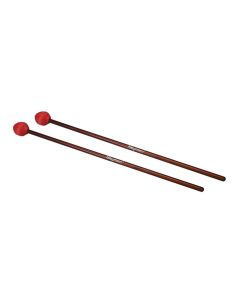 Hayman kloppers voor marimba, 406 mm rotan schacht, paar, 32 mm medium harde bol, rood