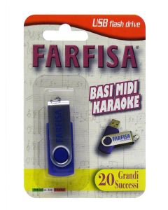 Farfisa USB flash memory stick met 20 karaoke hits in .KAR bestandsindeling