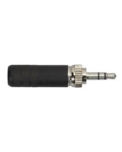 Switchcraft vergrendelbare mini jack plug, 3.5mm 3-polig, kabel ingang 6.4mm, zwart