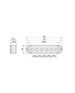 Boston pickup cover single coil, 52mm spacing, 82,0-70,0x18,0mm, 3pcs, white