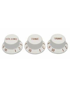 Fender Original Replacement Part strat knobs for CTS shaft size, 1V  2T, parchment