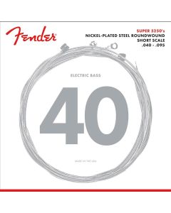 Fender Super 5250s snarenset elektrische basgitaar, nickel plated steel, shortscale 30", extra light, 040-060-075-095