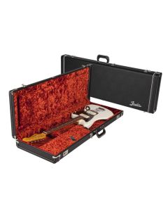 Fender deluxe koffer voor Jaguar / Jazzmaster / Toronado / Jagmaster, leer, zwart tolex & oranje pluche in