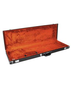 Fender deluxe koffer voor Jazz Bass®/Jaguar , lederen handvat en uiteinden, zwart tolex & oranje pluche in