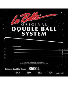 La Bella Double Ball End System snarenset elektrisch, voor Steinberger, roestvrij staal, flatwound, light, 043-060-082-104