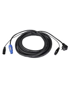 Boston Black Jack combikabel voeding en signaal, powercon en XLR male naar schuko en XLR female, 5 meter