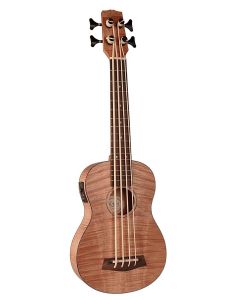 Korala Performer Series bas ukelele, geheel gevlamde okoume top, gitaarmechanieken, tuner en EQ