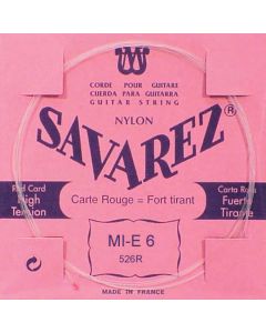 Savarez E-6-snaar, silverplated nylon (rouge), sluit aan bij 520-R set, hard tension