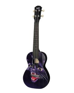 Korala Poly Ukes concert ukelele polycarbonaat, achterblad met akoestische kamers, black panther