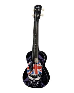 Korala Poly Ukes concert ukelele polycarbonaat, achterblad met akoestische kamers, skull with union jack hat