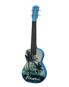 Korala Poly Ukes concert ukelele polycarbonaat, achterblad met akoestische kamers, Hawaii green