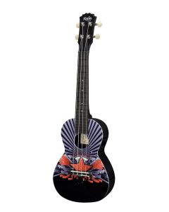 Korala Poly Ukes concert ukelele polycarbonaat, achterblad met akoestische kamers, black with red star