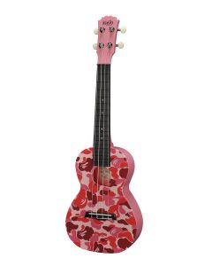 Korala Poly Ukes concert ukelele polycarbonaat, achterblad met akoestische kamers, pink fractals