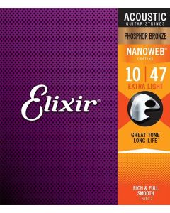 Elixir Nanoweb snarenset akoestisch, coated phosphor bronze, extra light, 010-014-023-030-039-047