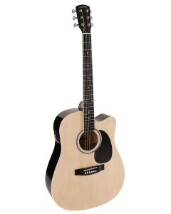 Nashville akoestische gitaar, dreadnought, blackened maple fb & brug, diecast mh, cutaway, actieve EQ, nature