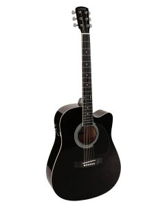 Nashville akoestische gitaar, dreadnought, blackened maple fb & brug, diecast mh, cutaway, actieve EQ, zwart