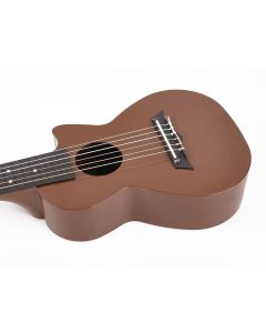 Korala Poly Ukes guitarlele polycarbonaat, achterblad met akoestische kamers, donkerbruin